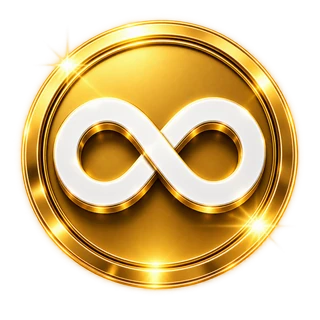 Medalhão dourado com símbolo de infinito branco