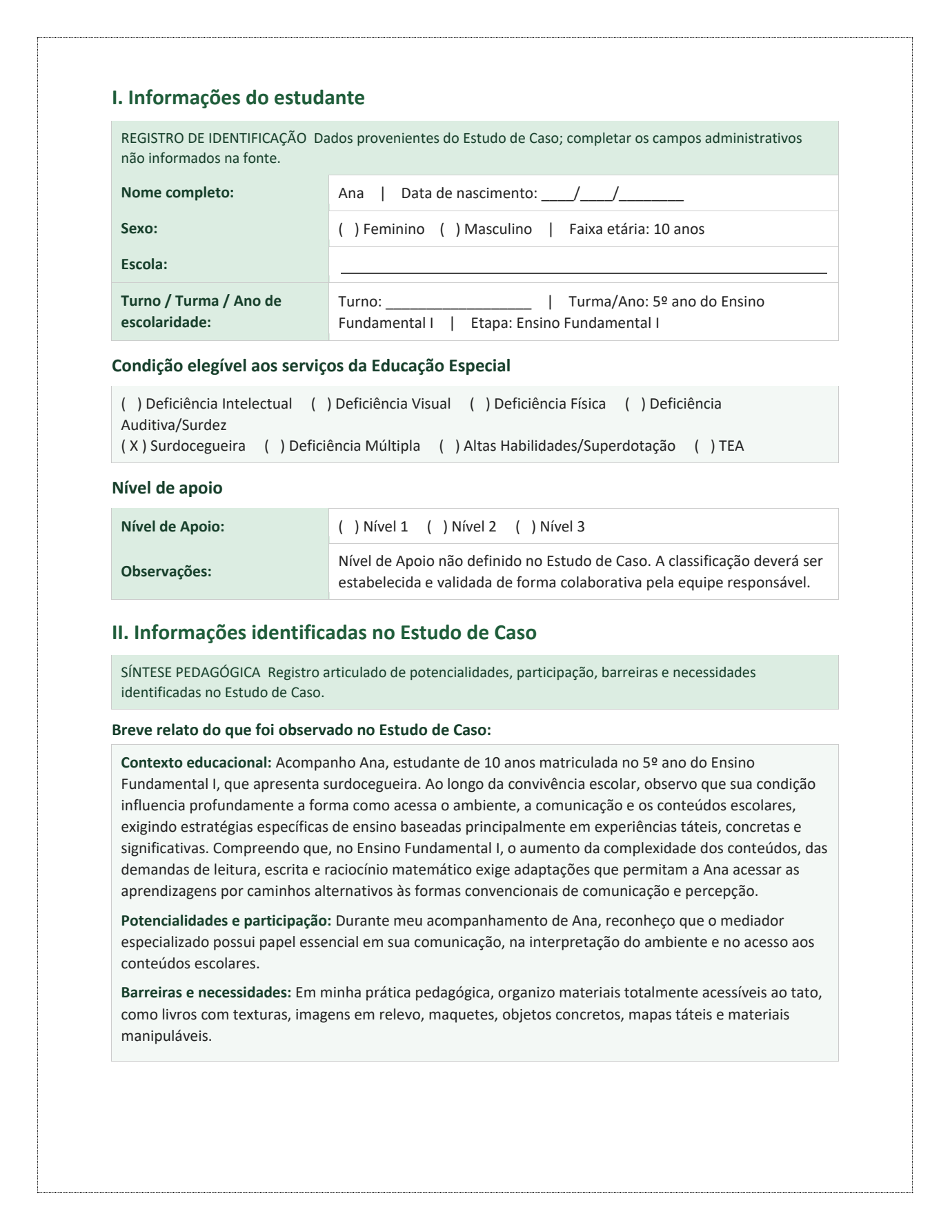 Segunda página do PAEE sobre surdocegueira