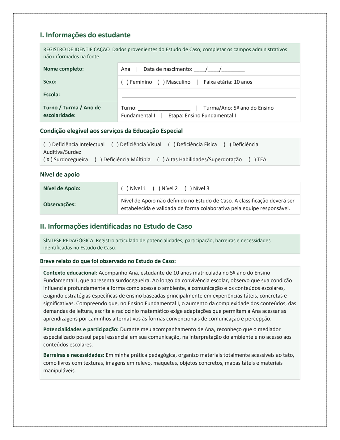 Segunda página do PAEE sobre surdocegueira