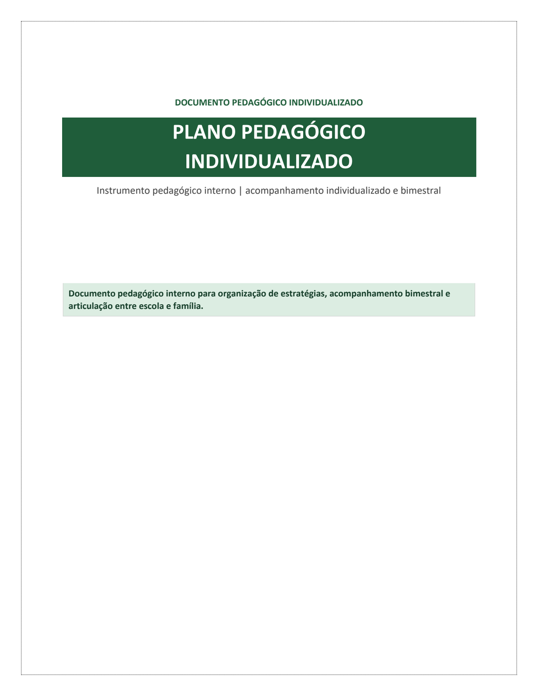 Primeira página do Plano Pedagógico sobre transtorno de ansiedade